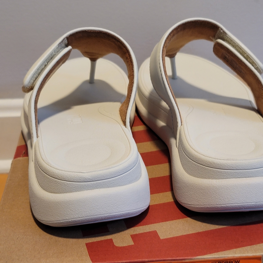 NIB FITFLOP F-Mode Go Adjustable Flatform Toe-Post Sandals Paris Beige Size 7 - Picture 6 of 9